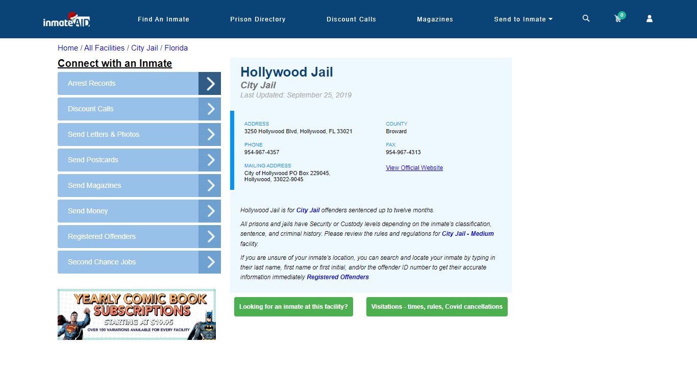 Hollywood Jail | Inmate Locator