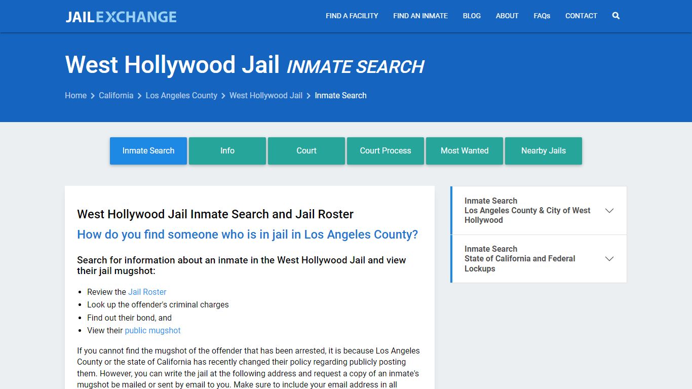 Inmate Search: Roster & Mugshots - West Hollywood Jail, CA